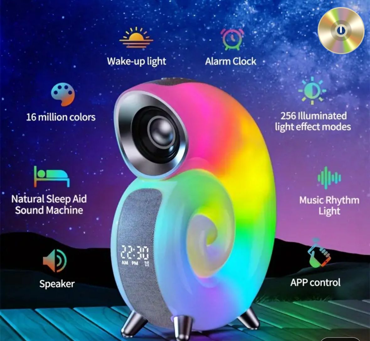 Parlante Luz Led Caracol